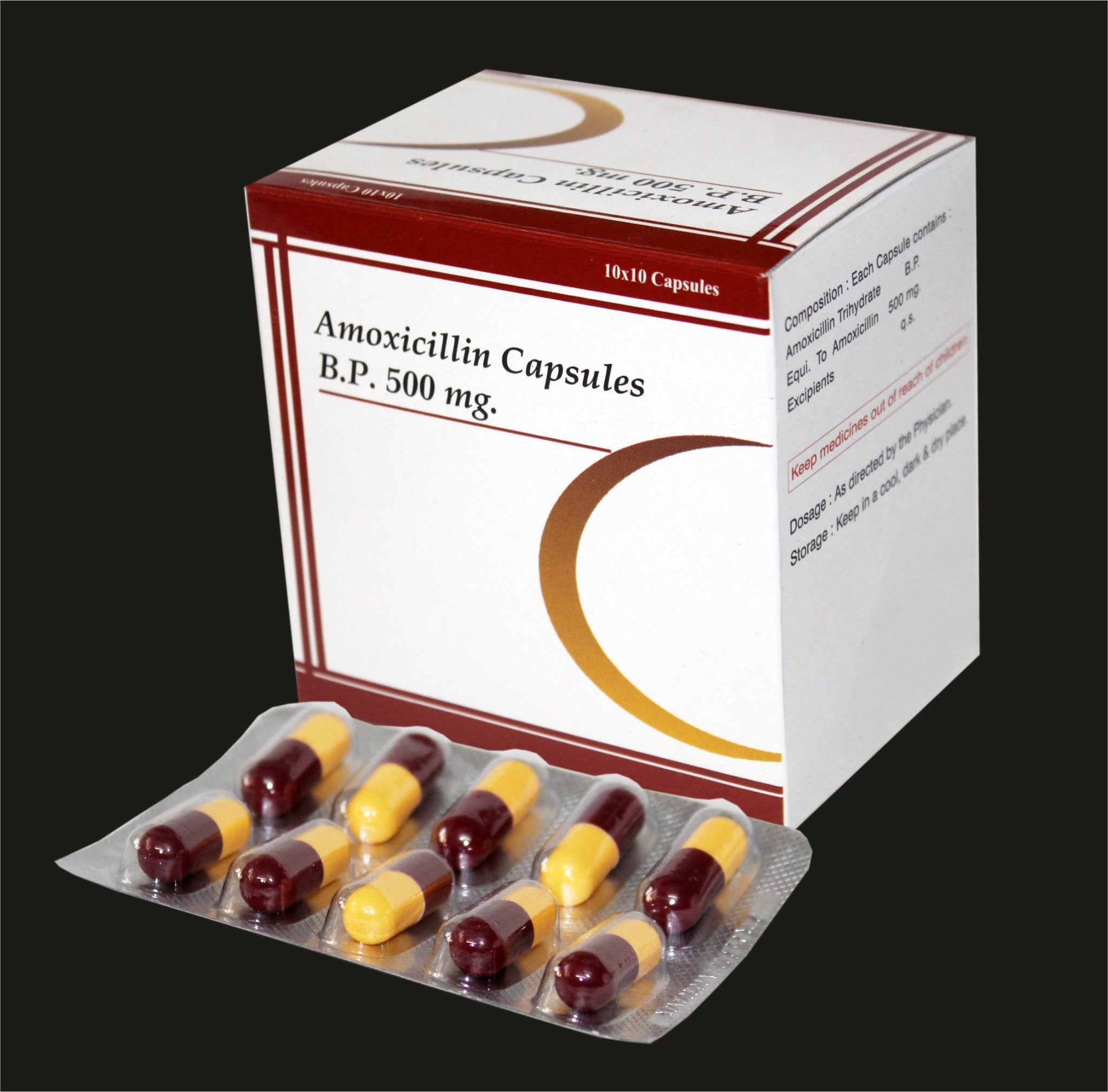 Amoxicillin Capsules B.P. 500 mg.
