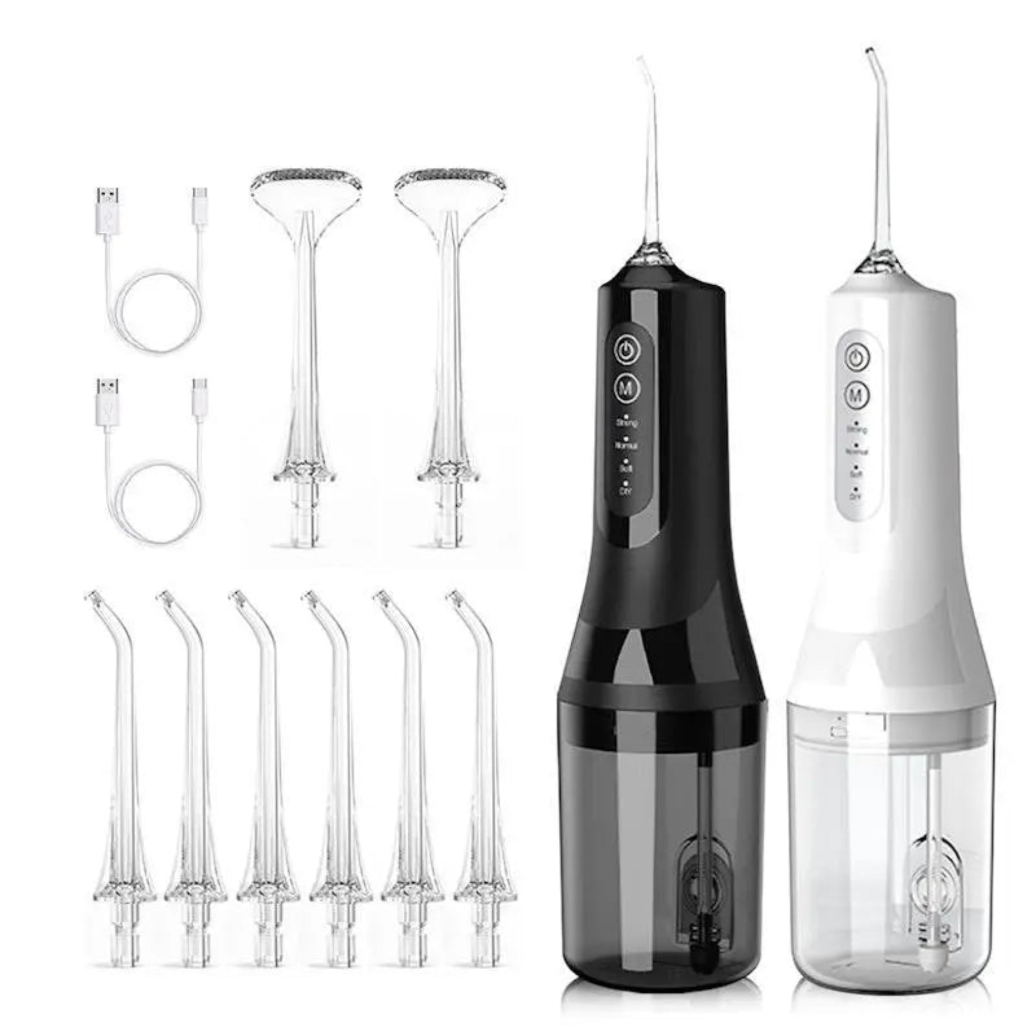 Eevee Electric Water Flosser Portable Oral Cleaner - 1x Black & 1x White Twin Pack