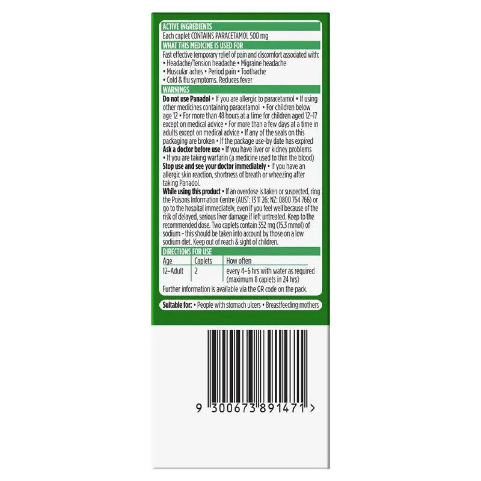 Panadol Rapid Paracetamol Pain Relief 16 xabbo