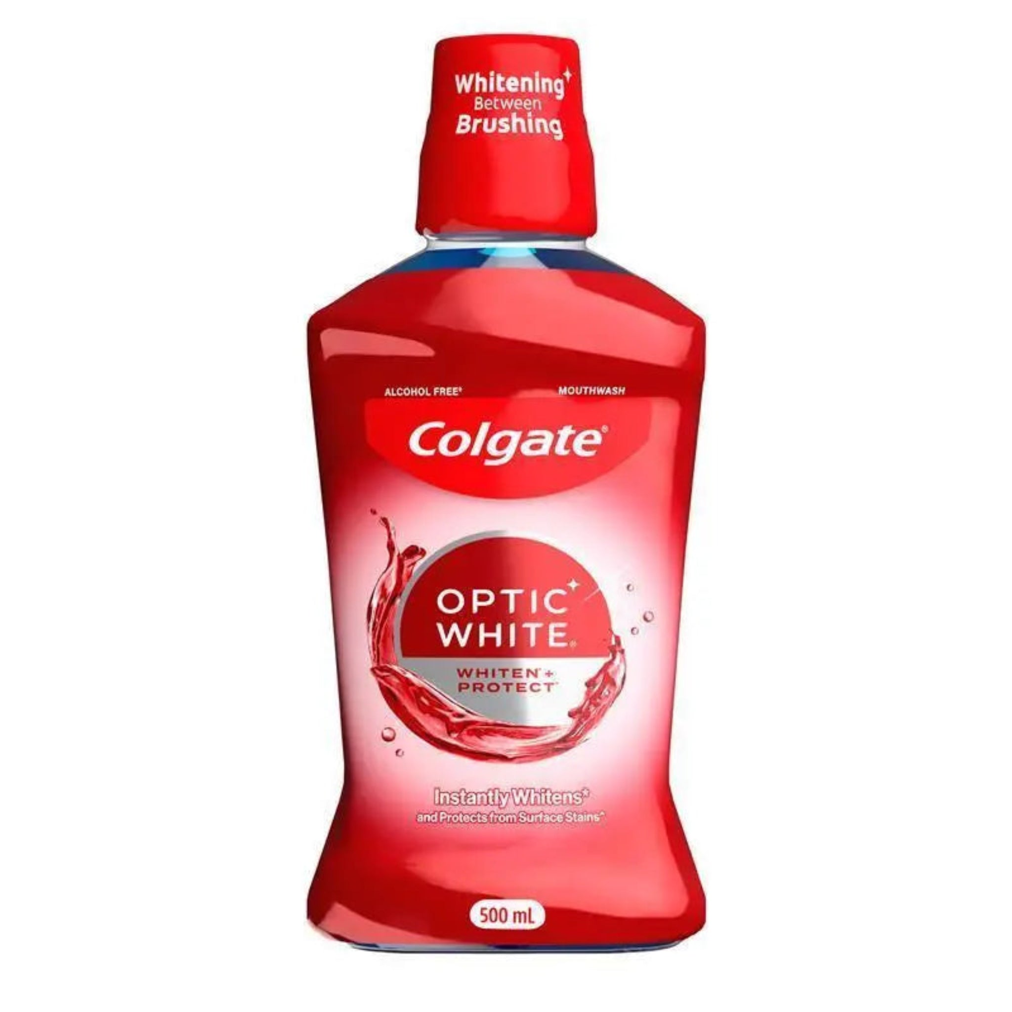 Colgate Optic White Teeth Whitening Mouthwash with Optic Brightener, Alcohol Free 500mL